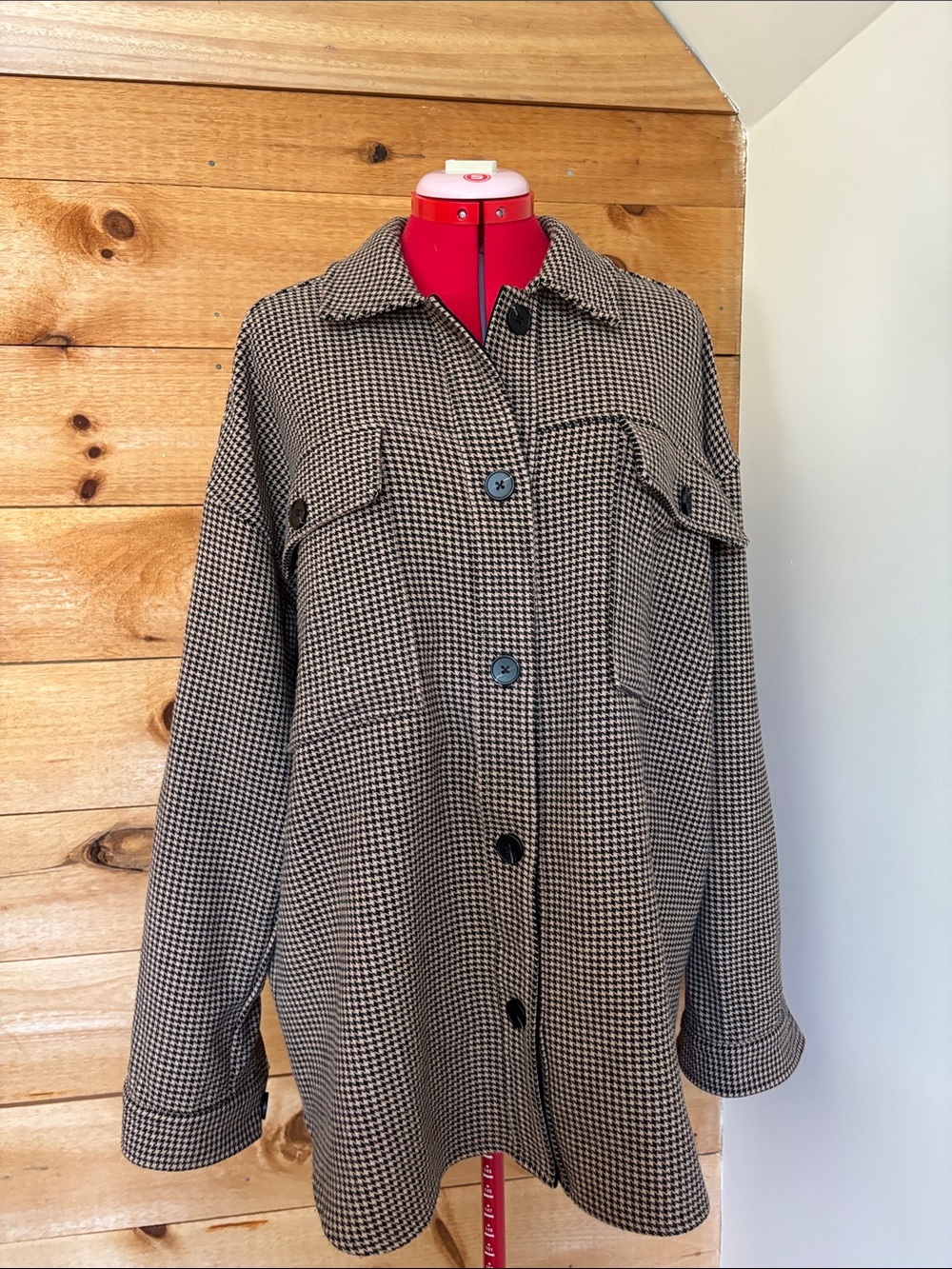 Current Air Houndstooth Utility Jacket - Black & Cream